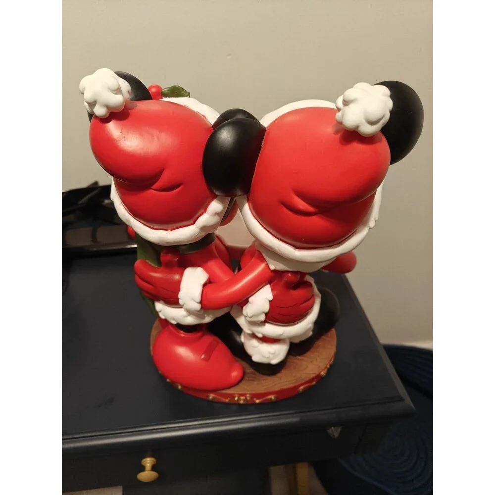 Rare Disney Mickey & Minnie Mouse Christmas Cookie Holder & Ceramic Tray - Clean